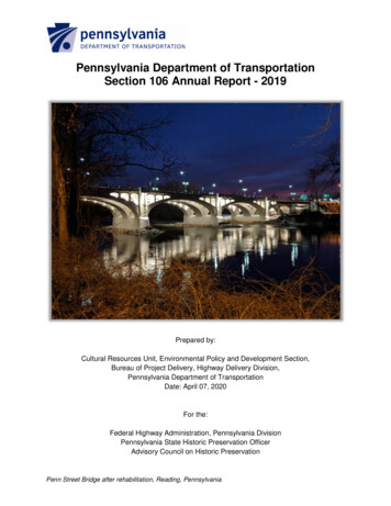 Pennsylvania Department Of Transportation Section 106 .