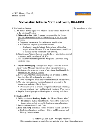 Sectionalism Between North And South, 1844-1860