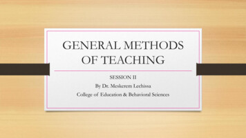 GENERAL METHODS OF TEACHING - School Learning Resources