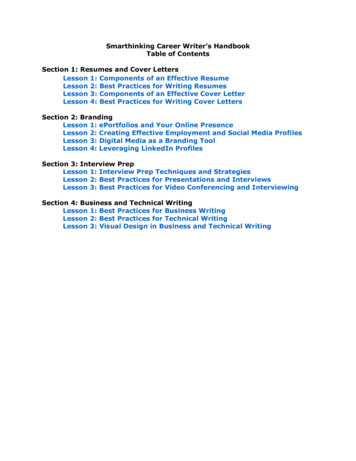 Smarthinking Career Writer’s Handbook Table Of Contents