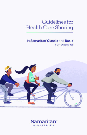 Guidelines For Health Care Sharing - Samaritan Ministries