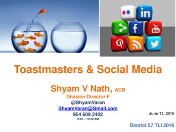 Toastmasters & Social Media - Toastmasters District 57