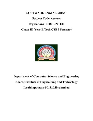 SOFTWARE ENGINEERING Subject Code: CS502PC - BIET