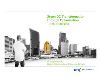 Green DC Transformation Through Optimisation - Best Practices