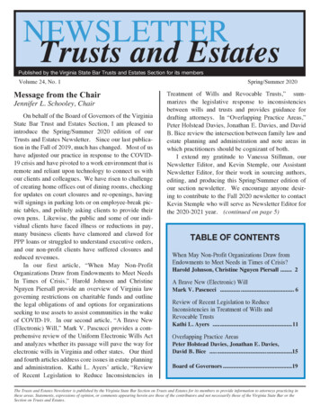 NEWSLETTER Trusts And Estates - Virginia State Bar