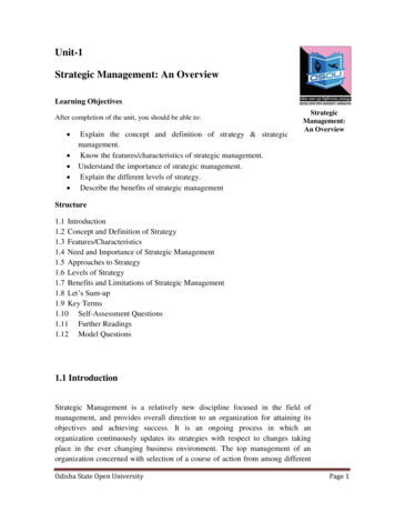 Unit-1 Strategic Management: An Overview