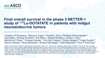 Final Overall Survival In The Phase 3 NETTER-1 Study Of .