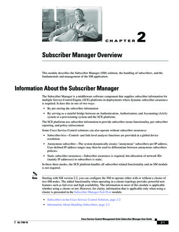 Subscriber Manager Overview - Cisco