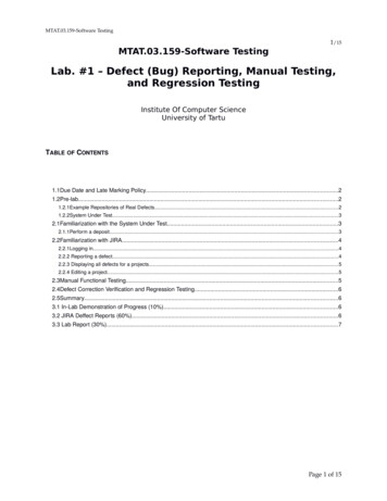Lab. #1 – Defect (Bug) Reporting - Ut