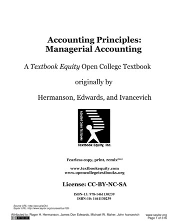 Accounting Principles: A Business Perspective, Managerial .
