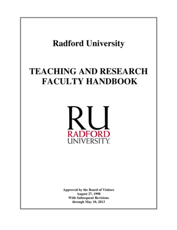 Radford University TEACHING AND RESEARCH FACULTY 