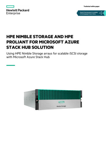 HPE Nimble Storage And HPE ProLiant For Microsoft Azure Stack Hub Solution