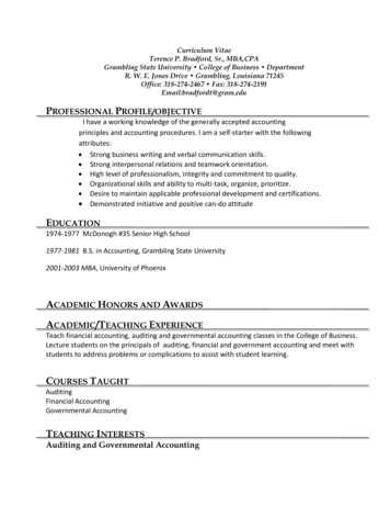 PROFESSIONAL PROFILE/OBJECTIVE - Grambling State University