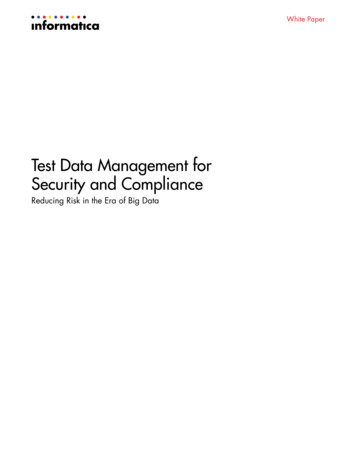 Test Data Management For WHITE PAPER - Informatica