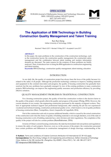 The Application Of BIM Technology In Building Construction Quality .