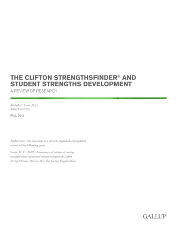 THE CLIFTON STRENGTHSFINDER STUDENT STRENGTHS 
