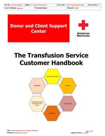 The Transfusion Service Customer Handbook - Red 