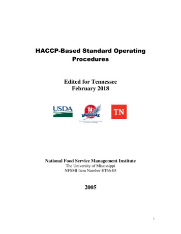 HACCP-Based Standard Operating Procedures (SOPs) - 