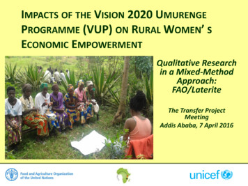 Impacts Of The Vision 2020 Umurenge P (Vup) On Rural Women S Empowerment