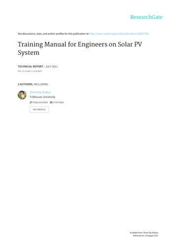 Training Manual For Engineers On Solar PV System - WAVE