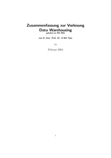Zusammenfassung Zur Vorlesung Data Warehousing - Fsinf.at