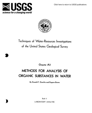 METHODS FOR ANALYSIS OF ORGANIC SUBSTANCES IN 