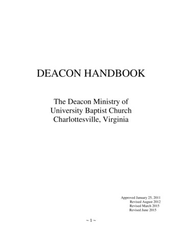 DEACON HANDBOOK - University Baptist Church