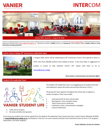 Call For Vanier College 50 Anniversary Celebration Ideas