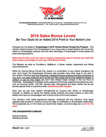 2016 Sales Bonus Levels - Grasshopper Dealers