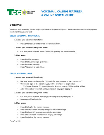 VOICEMAIL, CALLING FEATURES, & ONLINE PORTAL GUIDE Voicemail