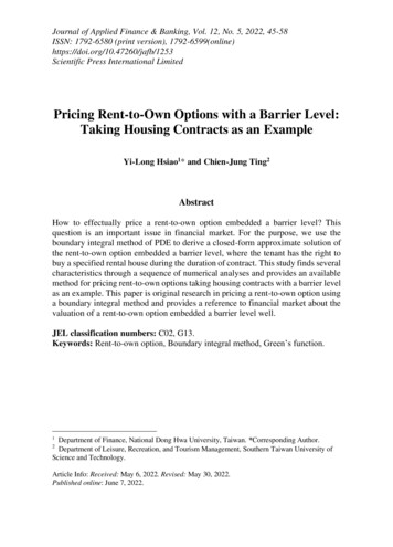 Pricing Rent-to-Own Options With A Barrier Level: Taking Housing .