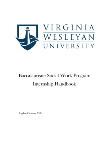 Baccalaureate Social Work Program Internship Handbook