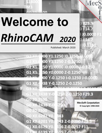 Welcome To RhinoCAM 2020
