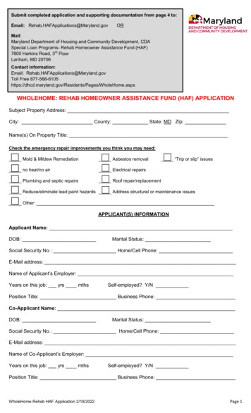 Wholehome: Rehab Homeowner Assistance Fund (Haf) Application