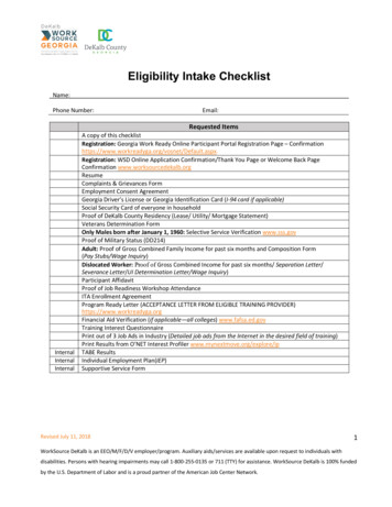Eligibility Intake Checklist - DeKalb County GA