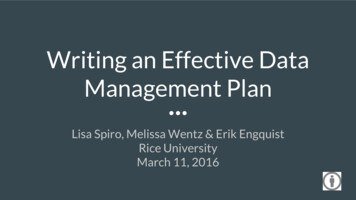 Writing An Effective Data Management Plan - Rice University