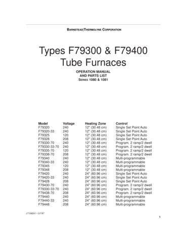 Types F79300 & F79400 Tube Furnaces