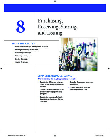 8 Purchasing, Receiving, Storing, And Issuing