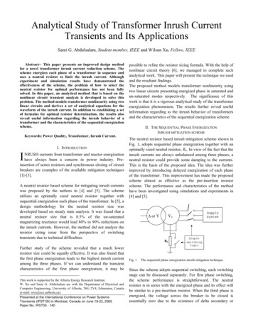Analytical Study Of Transformer Inrush Current Transients .