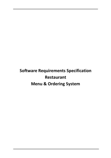 Software Requirements Specification Restaurant Menu .