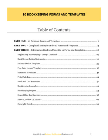 Table Of Contents - Beginner-Bookkeeping 
