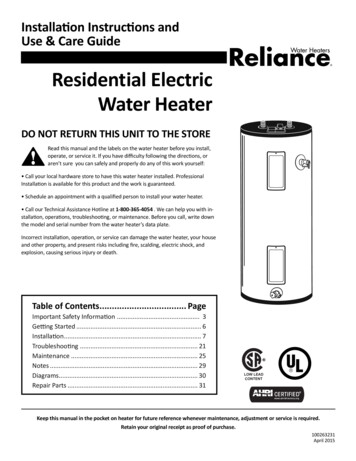Residential Electric Water Heater - Reliance Water Heaters