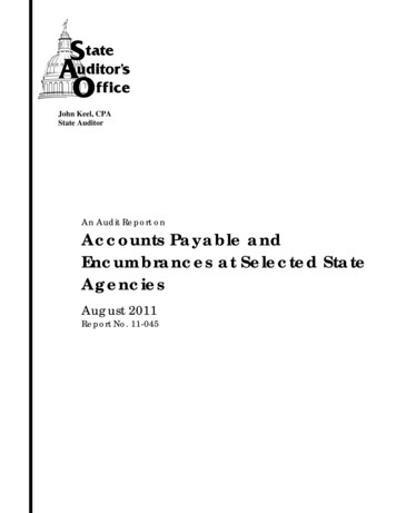 An Audit Report On Accounts Payable And Encumbrances At .