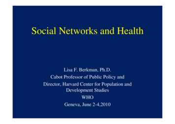 Social Networks And Health - WHO