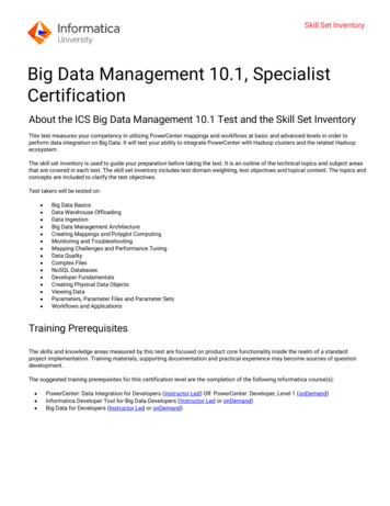 Big Data Management 10.1, Specialist Certification