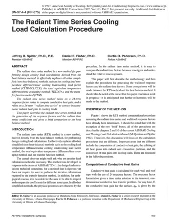The Radiant Time Series Cooling Load Calculation Procedure