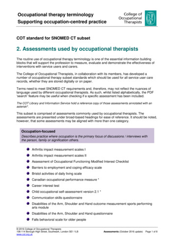 2. Assessments Used By Occupational Therapists
