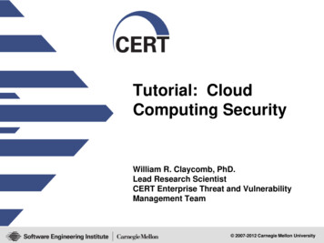 Tutorial: Cloud Computing Security