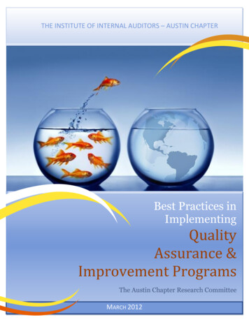 Assurance & Improvement Programs