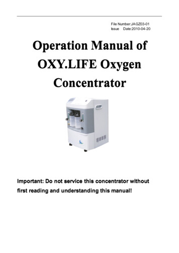 Manual Of OXY.LIFE Oxygen Concentrator